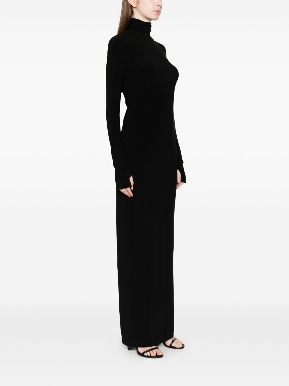 Norma Kamali Long Sleeve High Neck Dress Black black