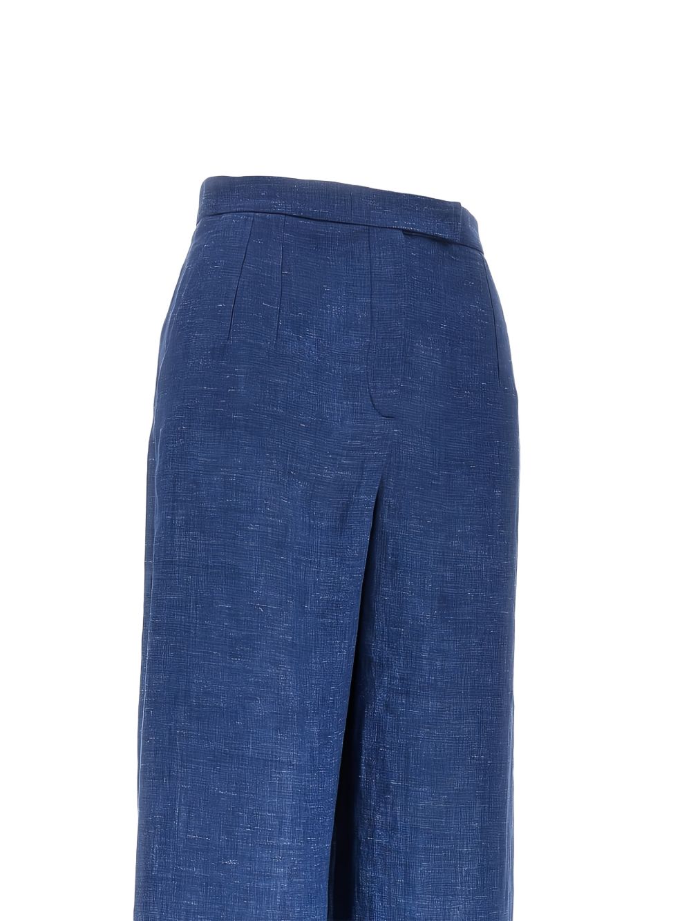 Emporio Armani Wide Leg Linen Trousers Blue