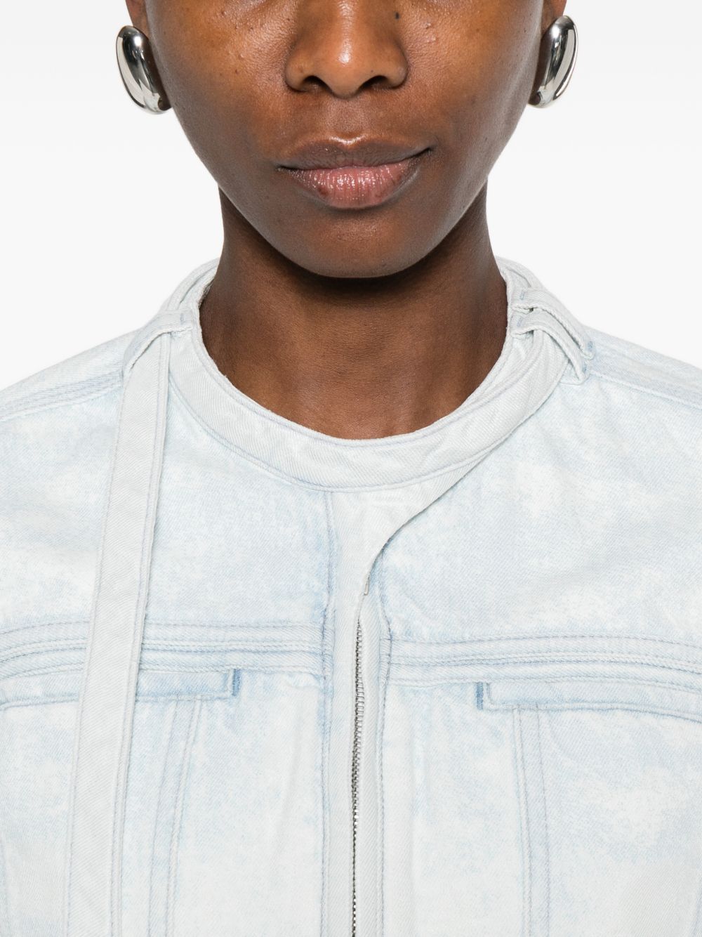 Diesel Zip Denim Cotton Jacket Clear Blue