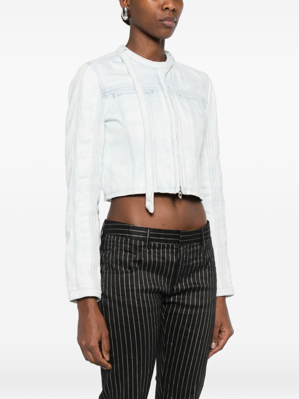 Diesel Zip Denim Cotton Jacket Clear Blue