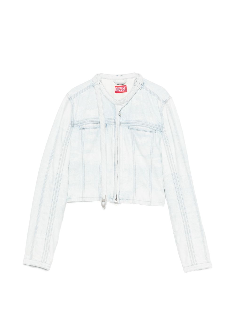 Diesel Zip Denim Cotton Jacket Clear Blue