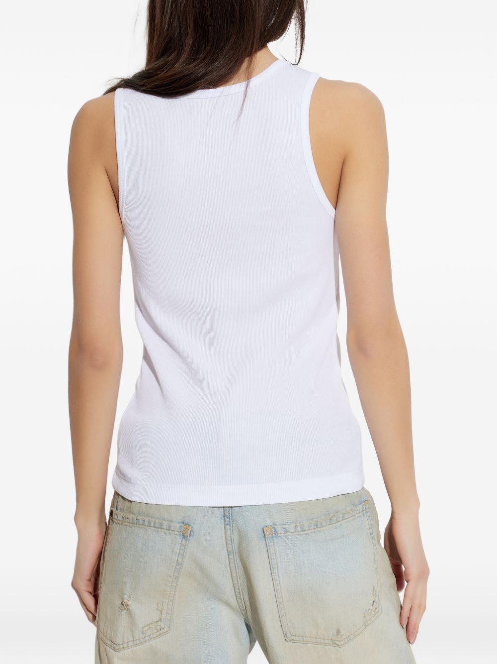 Dolce & Gabbana Appliqué Cotton Sleeveless Top White