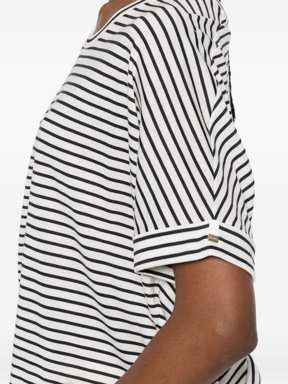 HERNO Striped Cotton Crewneck T-Shirt White