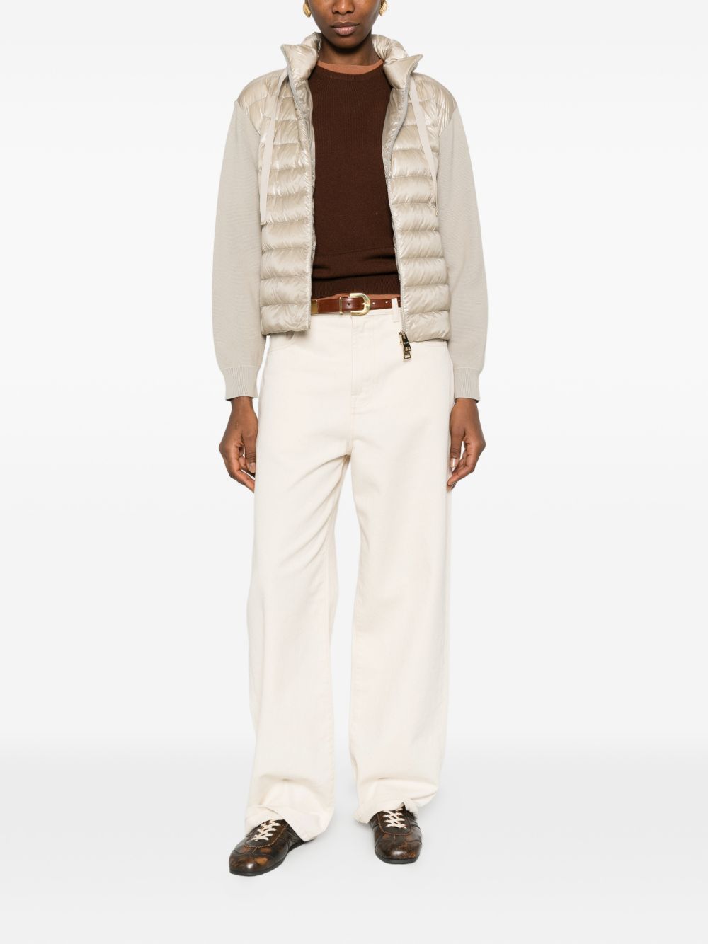 HERNO Quilted High-Neck Zip Jacket Powder powder