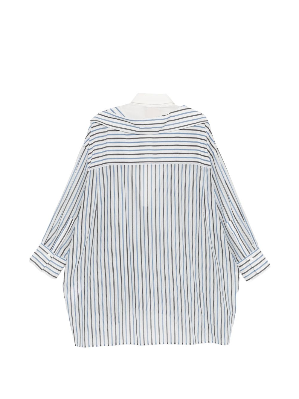 Semicouture Striped Cotton Asymmetric Shirt Blue