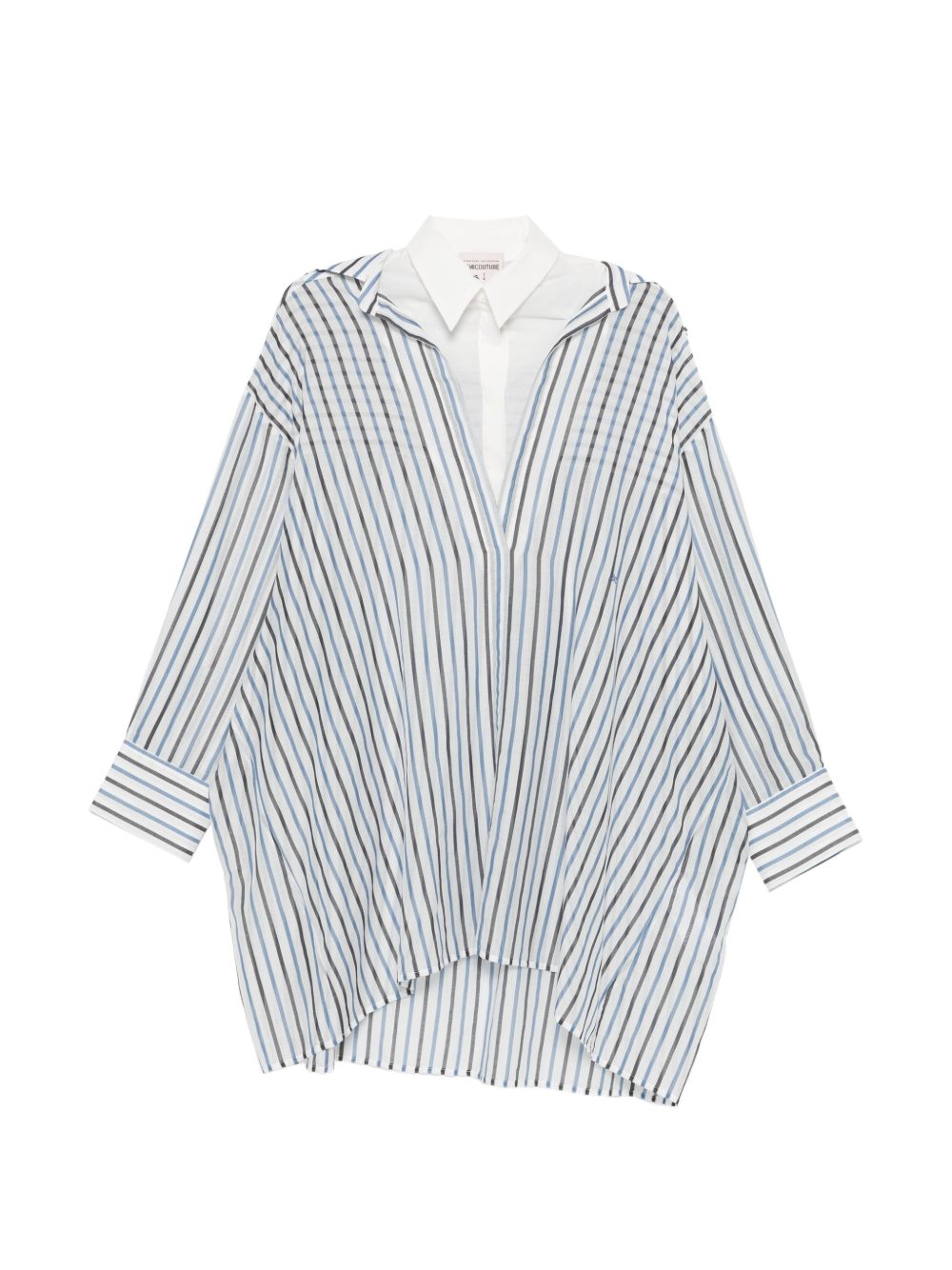 Semicouture Striped Cotton Asymmetric Shirt Blue