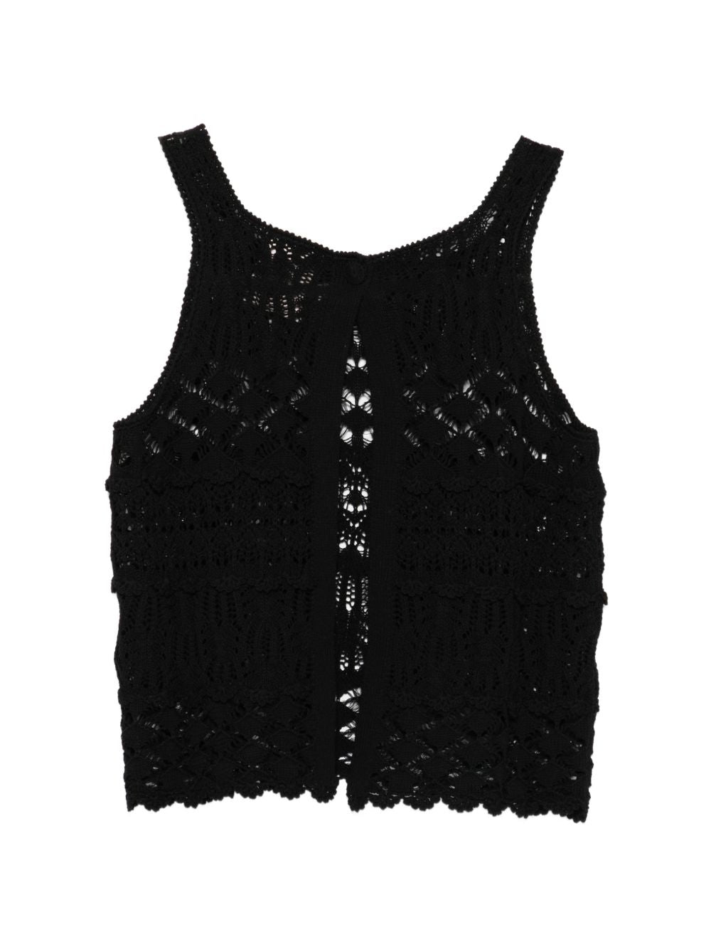 Semicouture Lace Cotton Tank Top Black