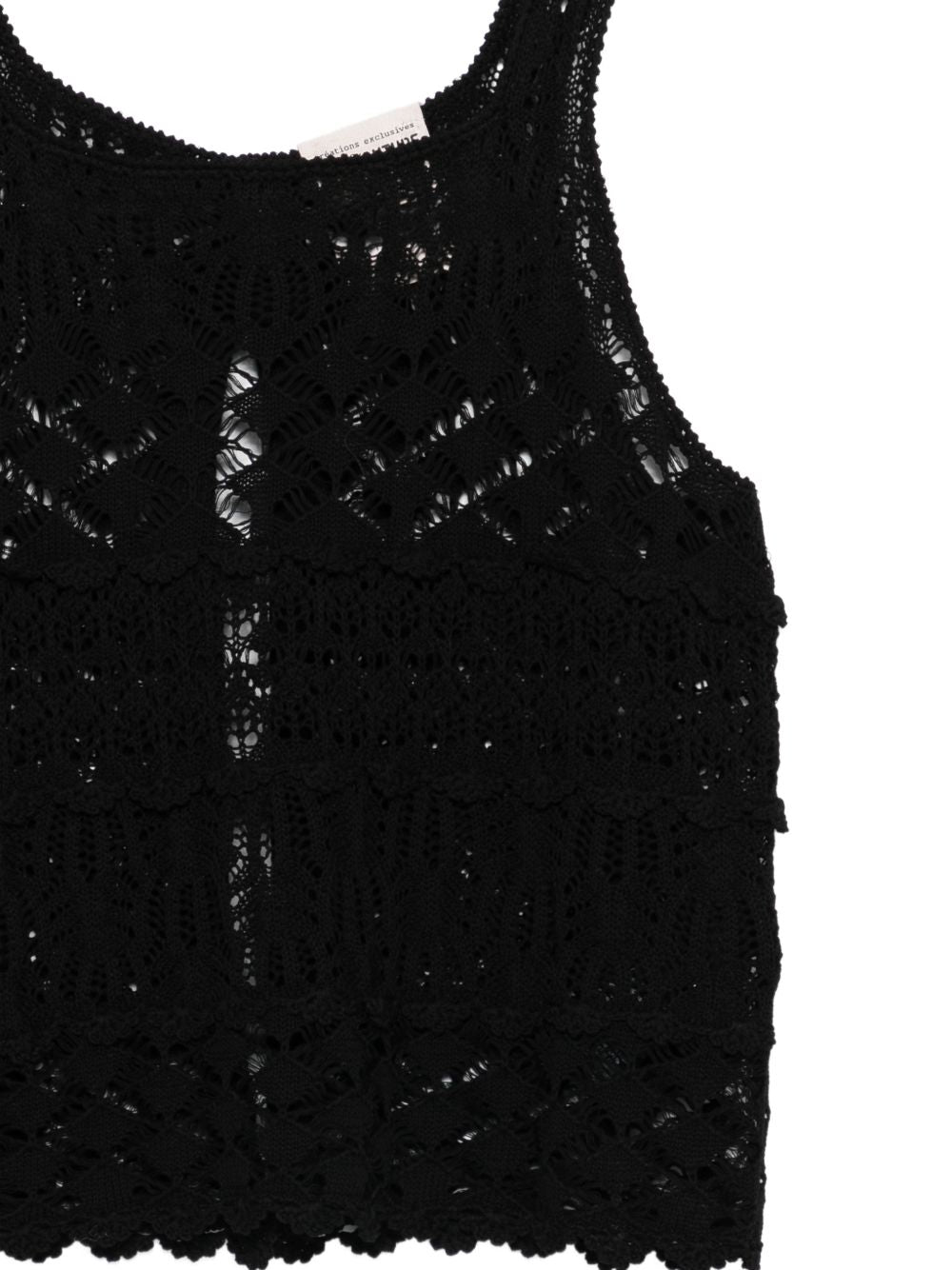 Semicouture Lace Cotton Tank Top Black