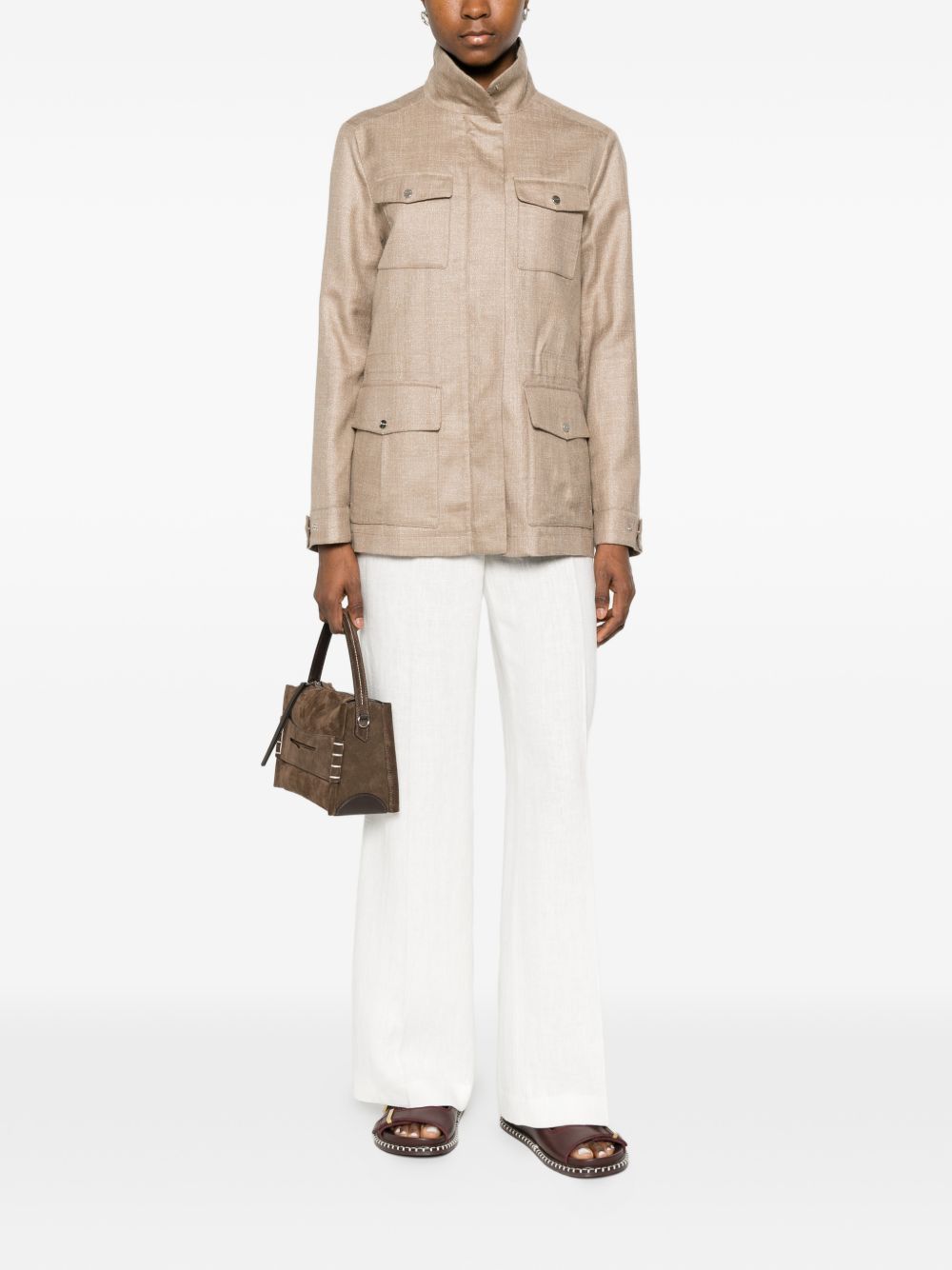 Herno Chest Pocket Fabric Jacket Camel camel