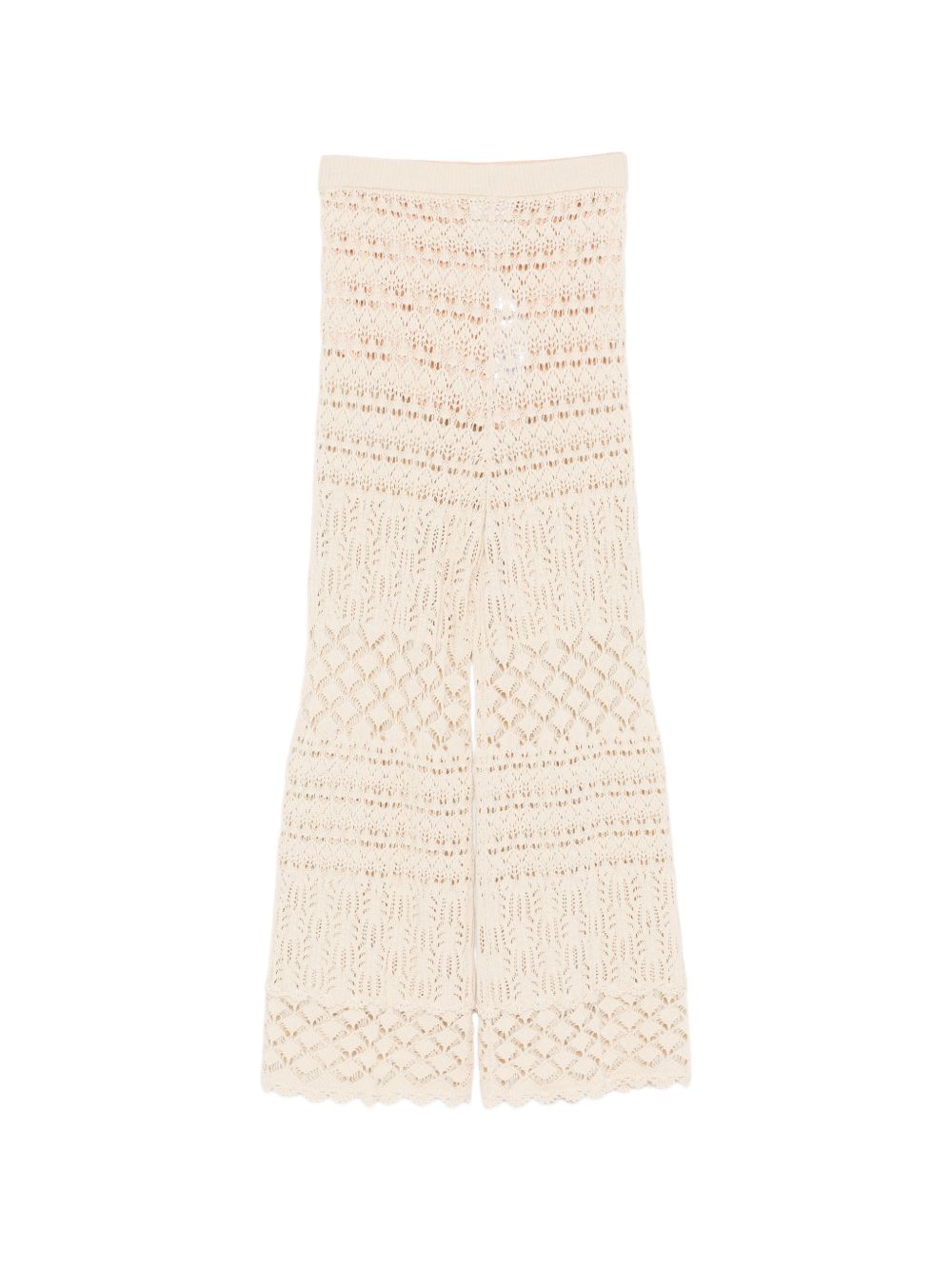 Semicouture Wide Leg Crochet Trousers White