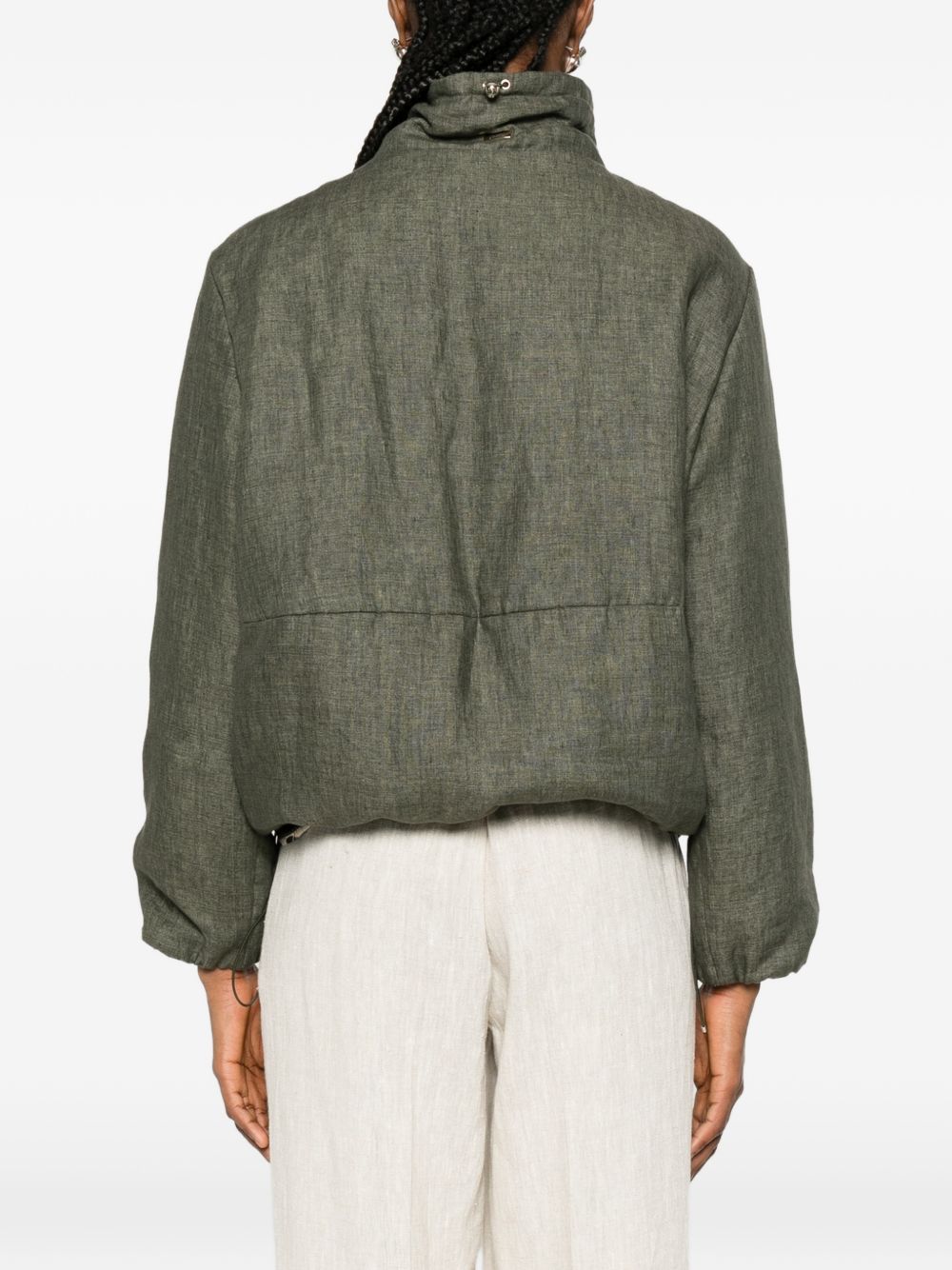 Herno Technical Linen Short Coat Green