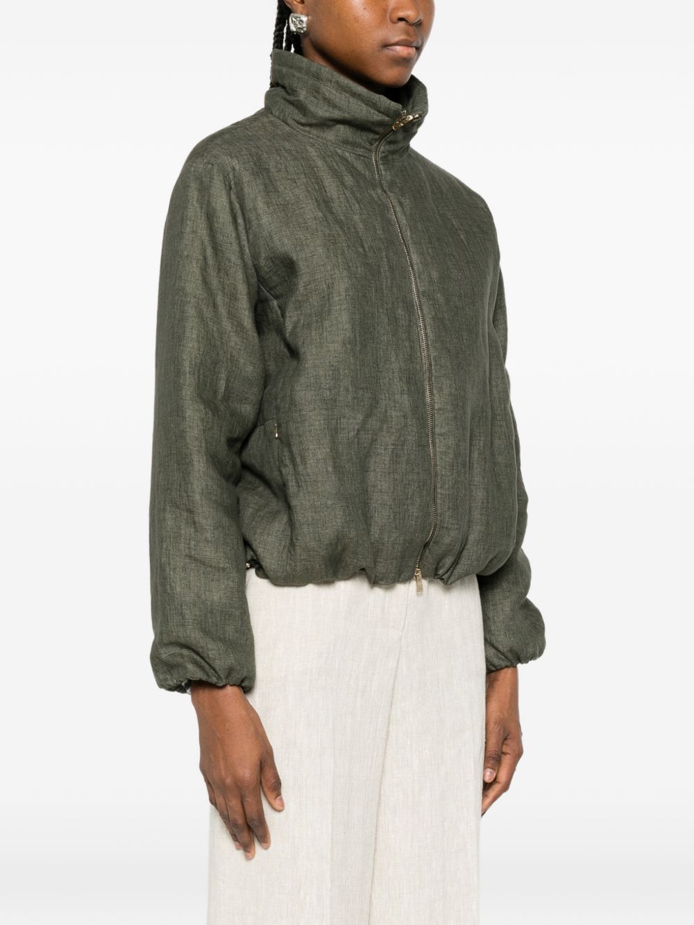 Herno Technical Linen Short Coat Green