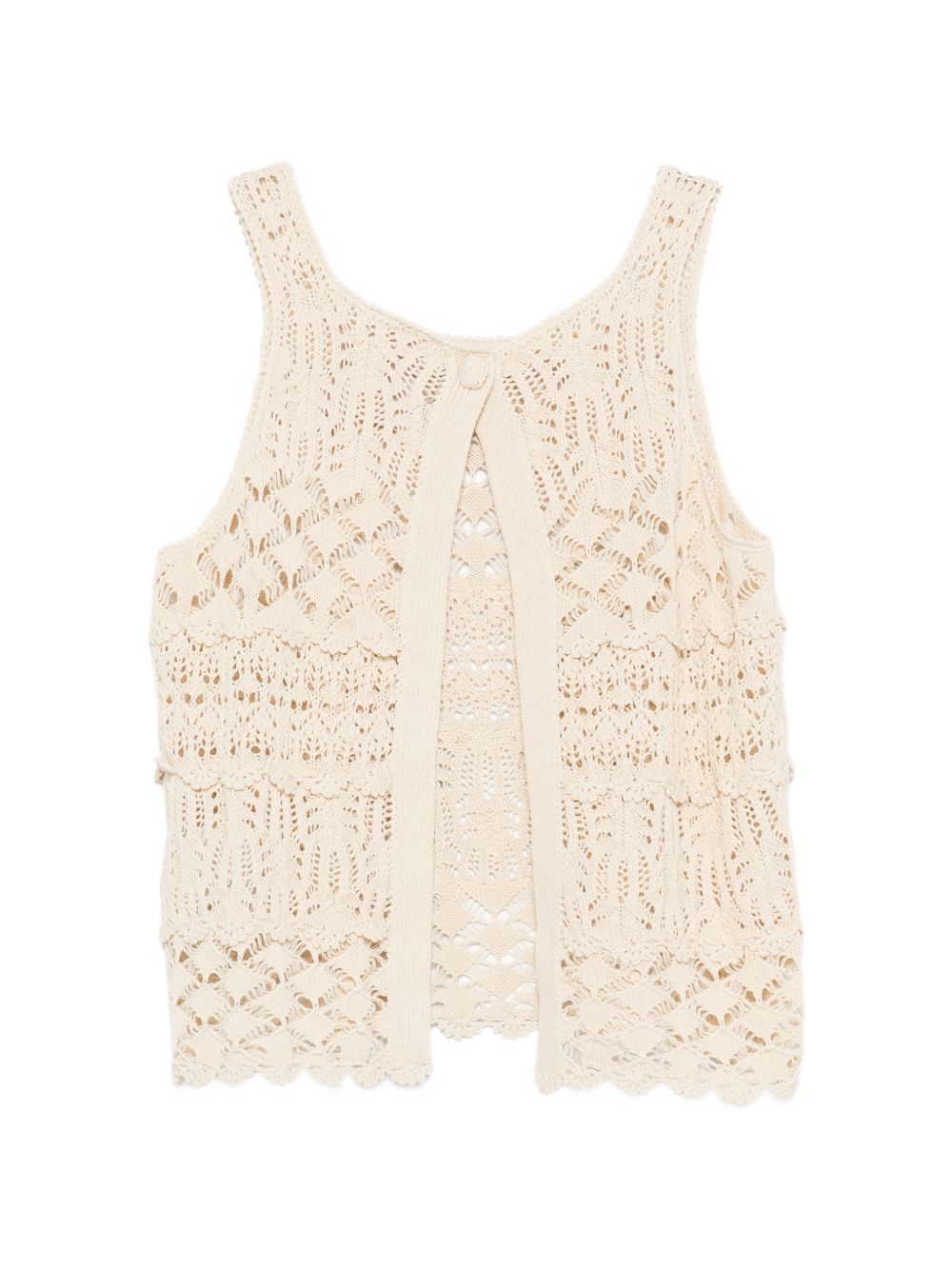 Semicouture Openwork Knit Cotton Top White