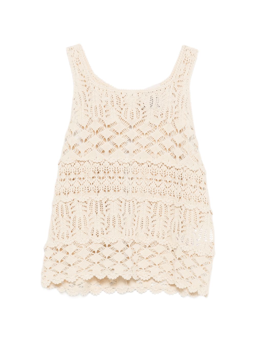Semicouture Openwork Knit Cotton Top White