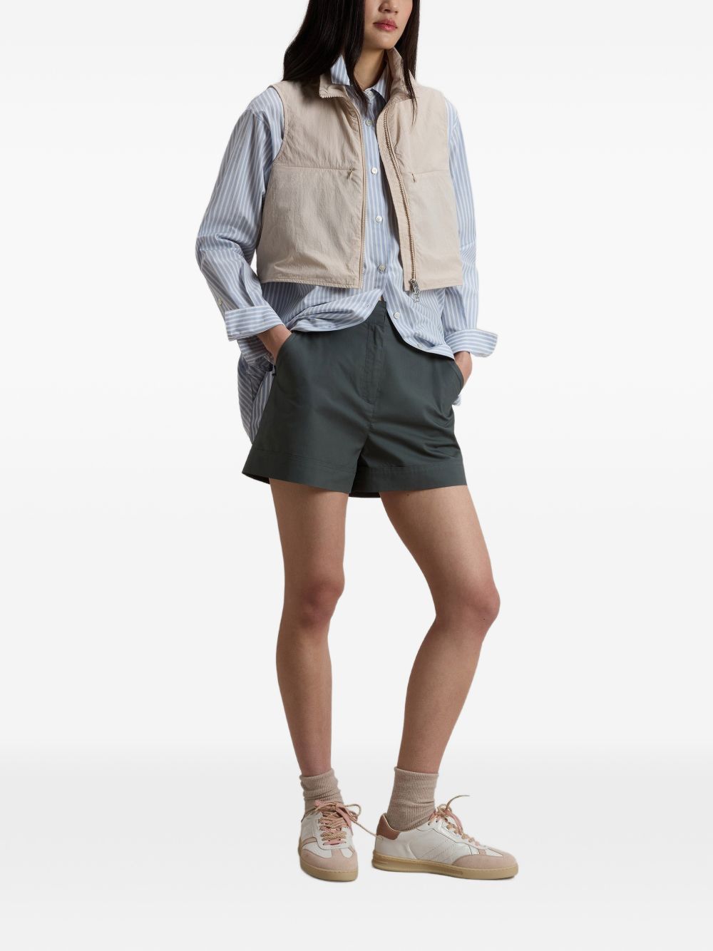 Woolrich Zip Pocket Nylon Vest Beige