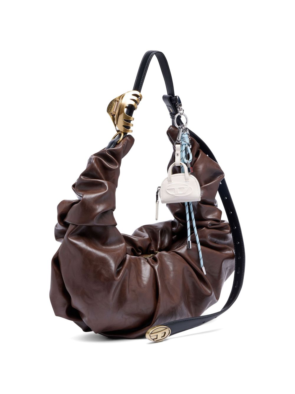 Diesel Gathered Large Hobo Bag Brown brown