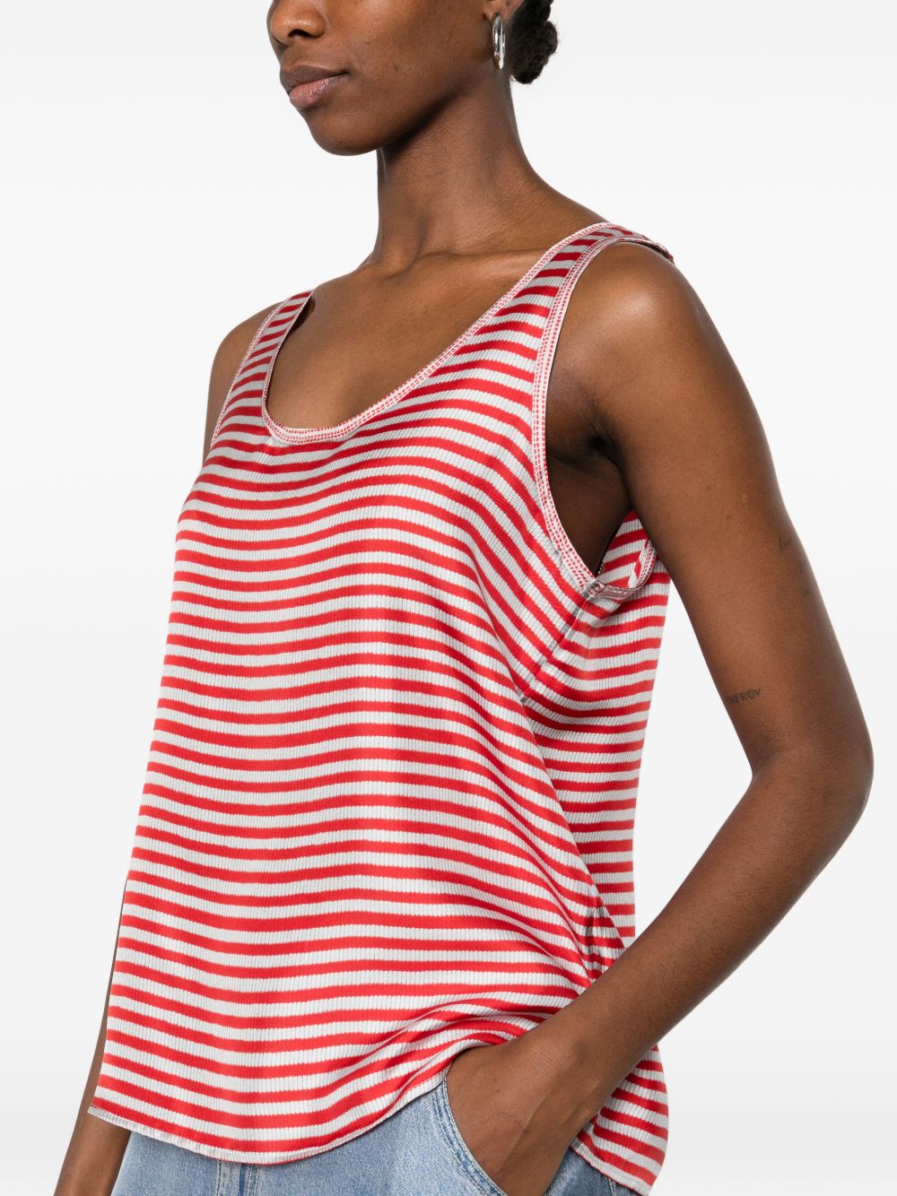 Pierre Louis Mascia Striped silk top RED