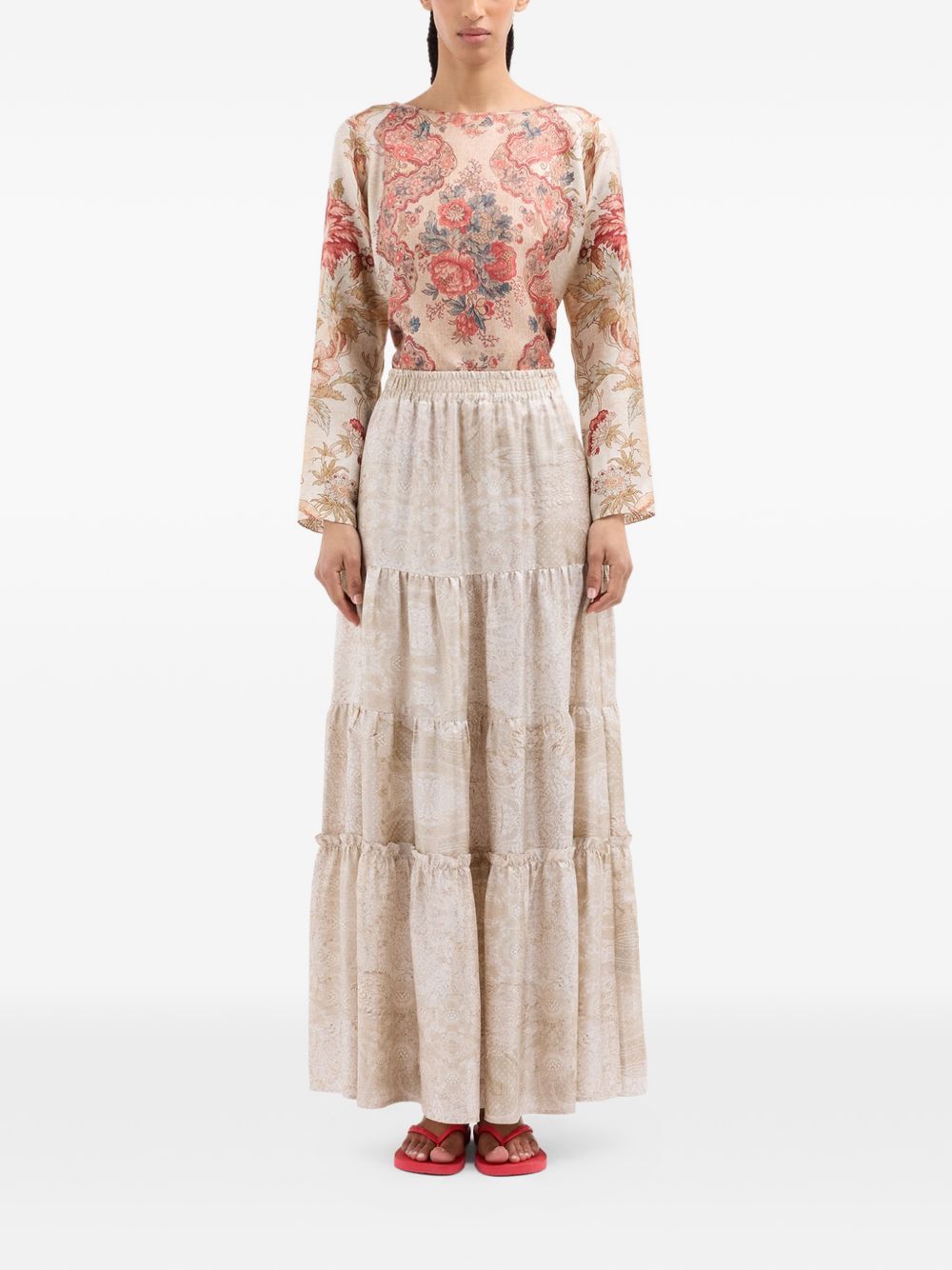 Pierre Louis Mascia Silk long skirt BEIGE