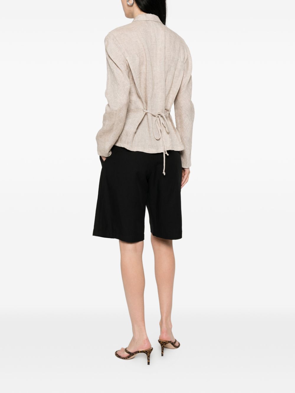 Emporio Armani Linen single-breasted jacket BEIGE