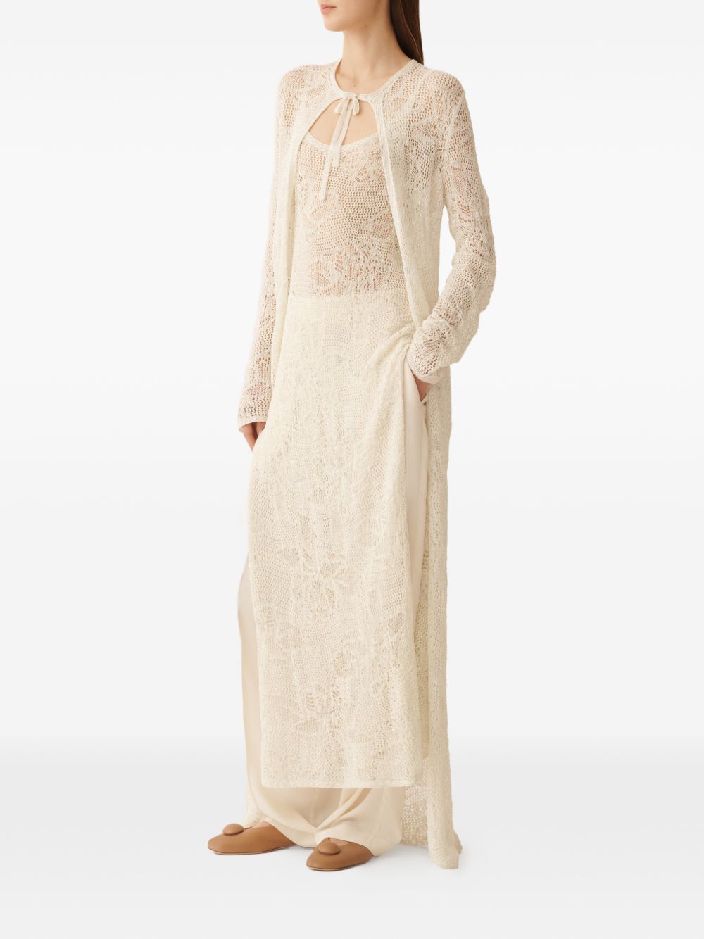 Fabiana Filippi Crochet long cardigan WHITE