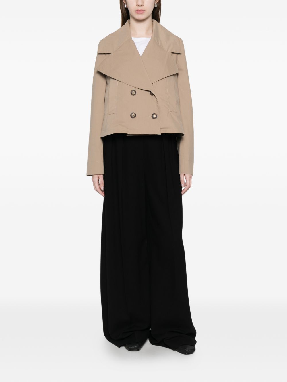 Emporio Armani Cotton double-breasted jacket BEIGE