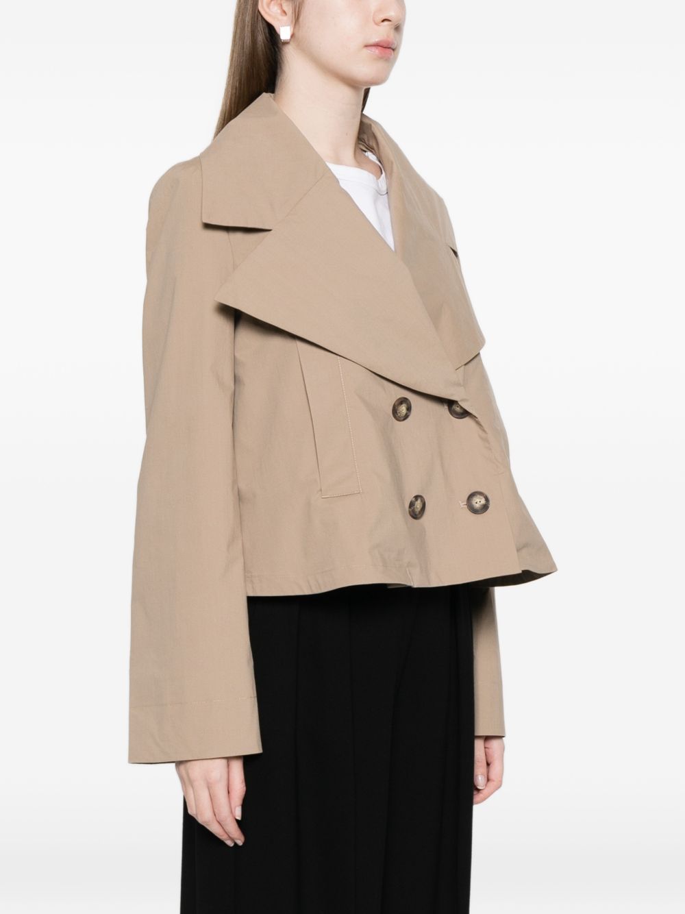 Emporio Armani Cotton double-breasted jacket BEIGE