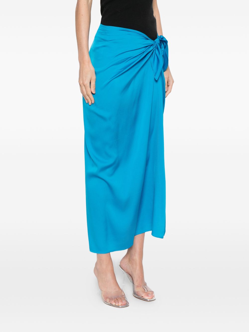 Silk95Five French Tie silk skirt LIGHT BLUE
