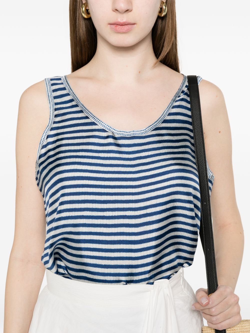 Pierre Louis Mascia Striped silk top LIGHT BLUE