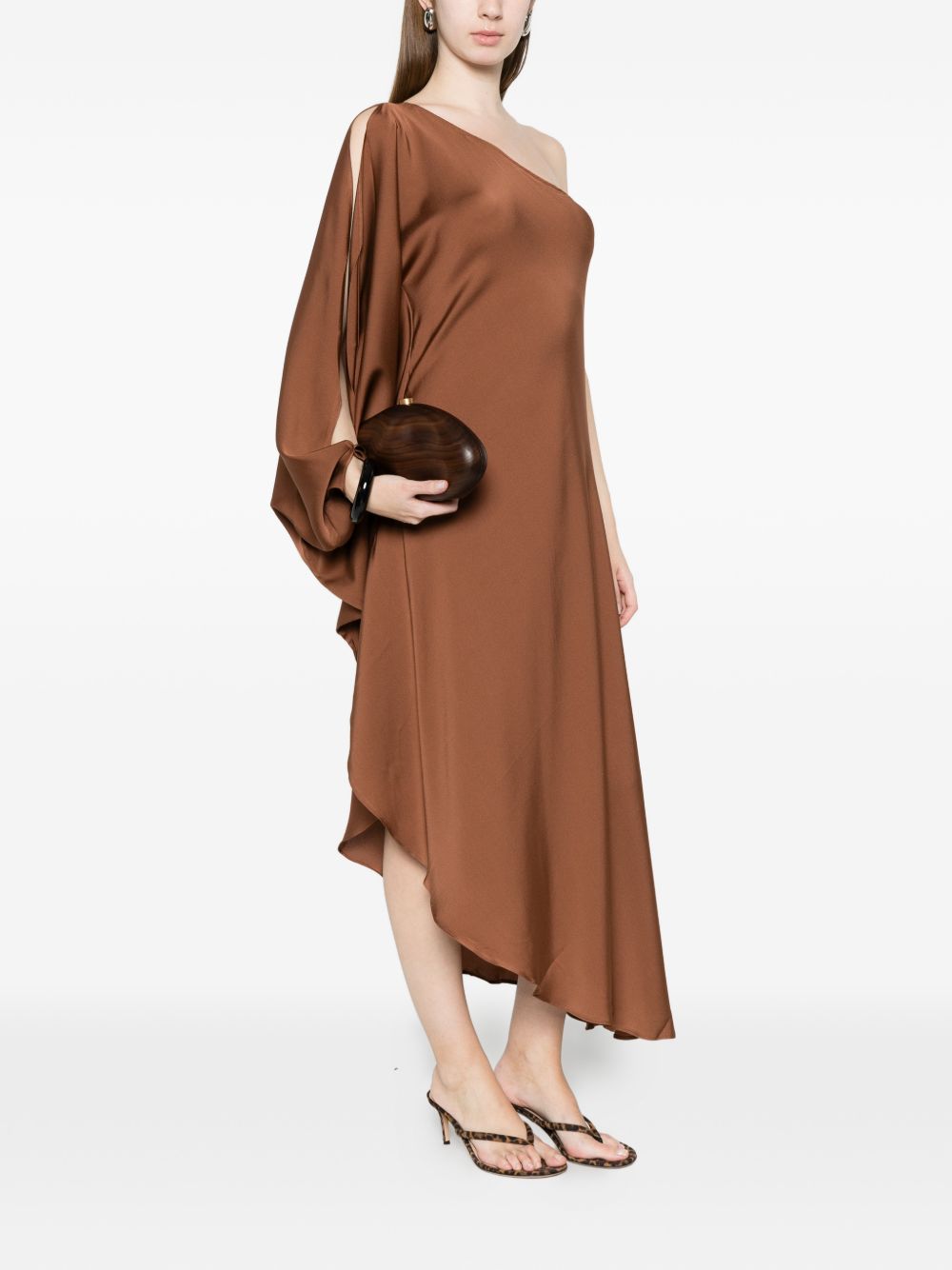 Silk95Five Ritz silk asymmetric dress BROWN
