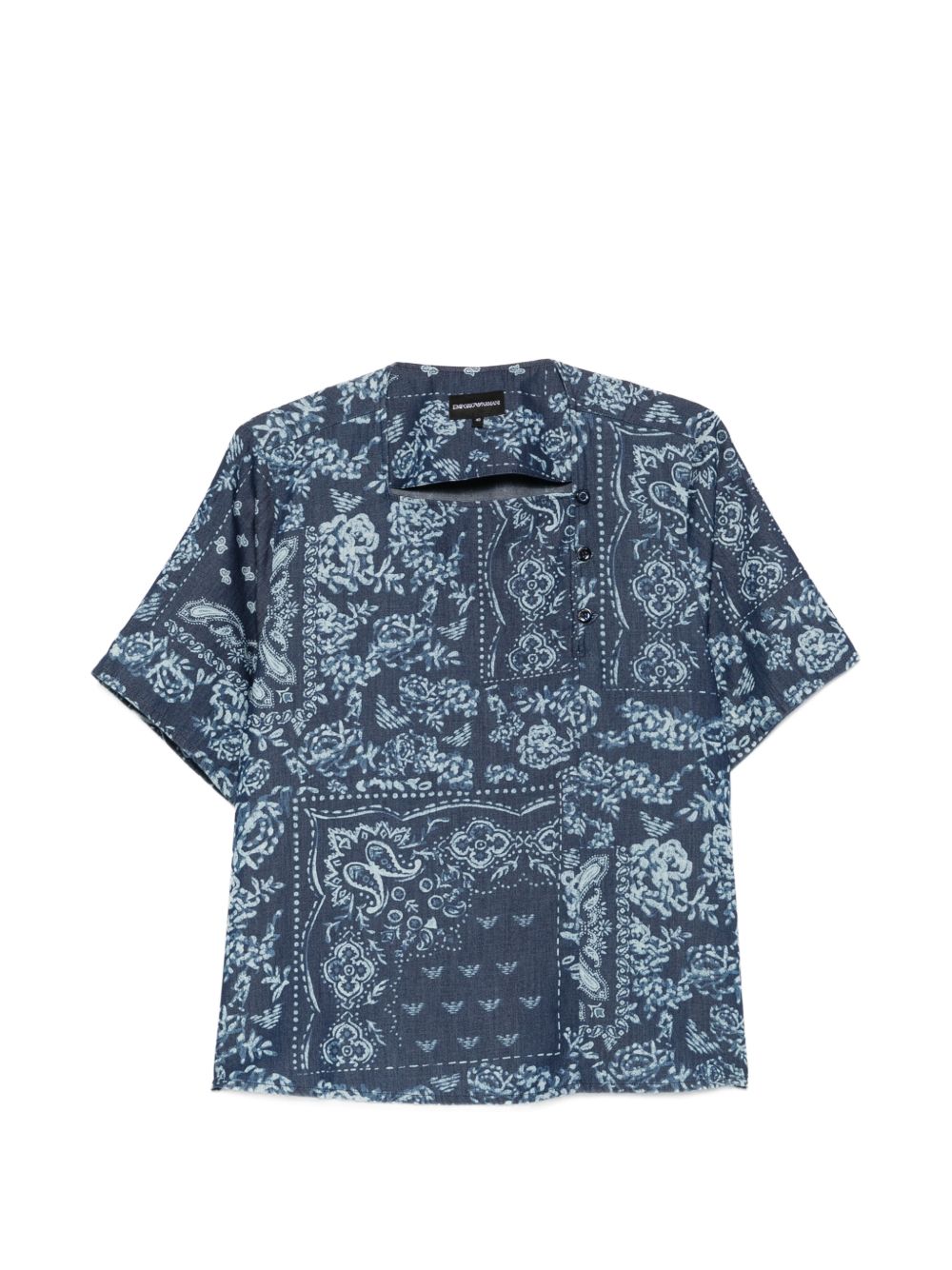 Emporio Armani Floral Print Cotton Top NAVY