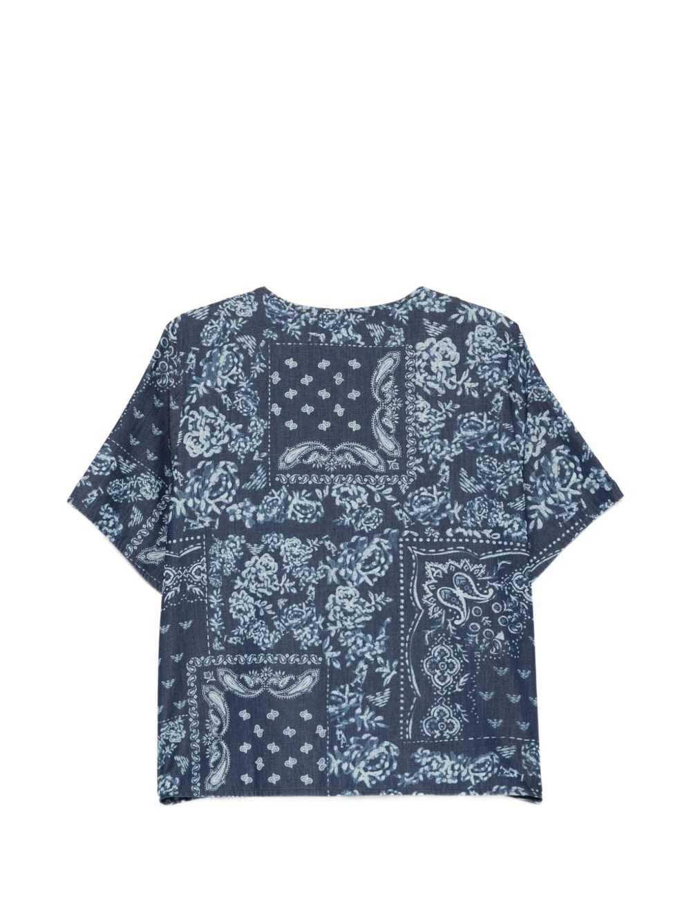 Emporio Armani Floral Print Cotton Top NAVY