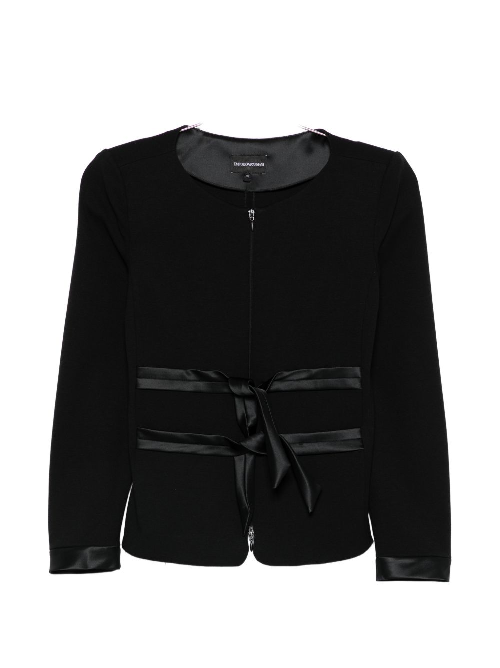 Emporio Armani Collarless Zip-Front Jacket BLACK