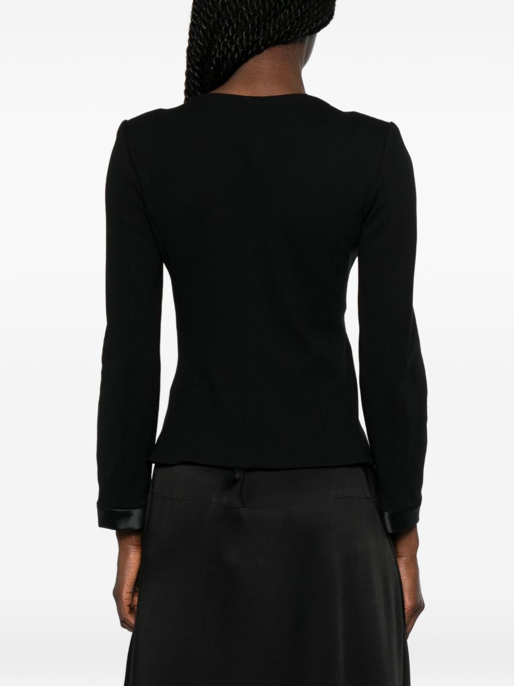 Emporio Armani Collarless Zip-Front Jacket BLACK