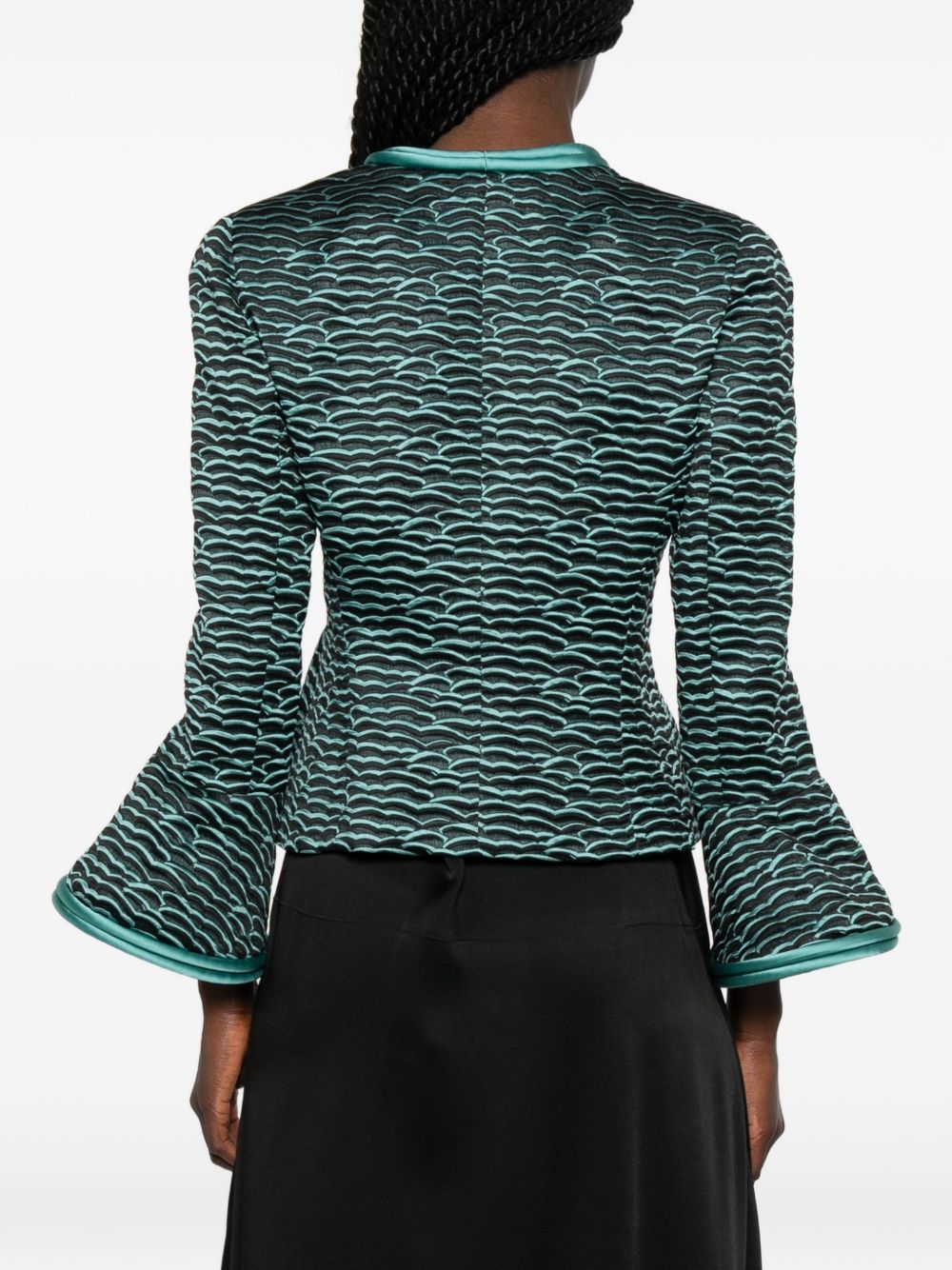Emporio Armani Wave Pattern Zip-Front Jacket BLACK