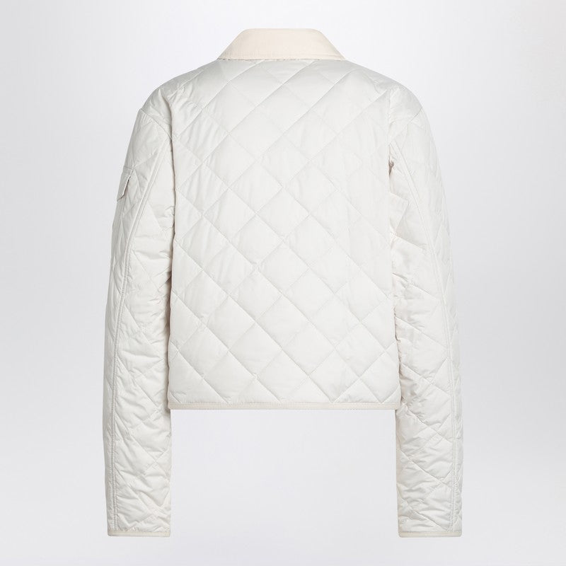 Moncler Chitre Ivory Quilted Jacket with Cotton Collar White