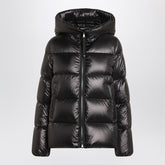 Moncler Shiny Quilted Down Jacket with Hood Black