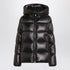 Moncler Shiny Quilted Down Jacket with Hood Black
