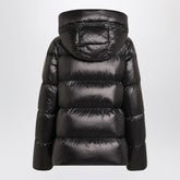 Moncler Shiny Quilted Down Jacket with Hood Black