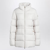 Moncler White High-Collar Down Jacket with Logo Patch White