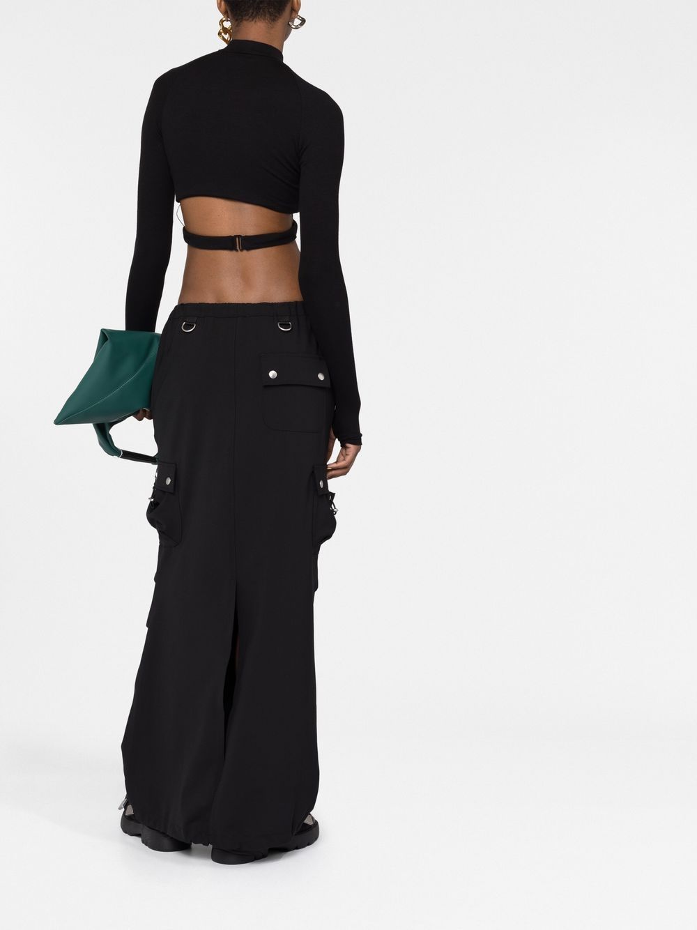 Coperni Low-Rise Drawstring Cargo Maxi Skirt Black Black