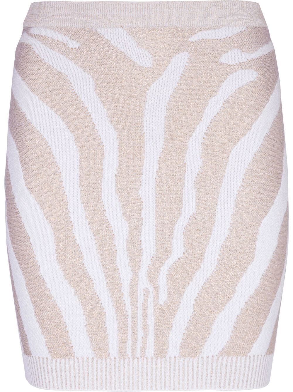 Balmain Zebra-Print Knitted Mini Skirt White White