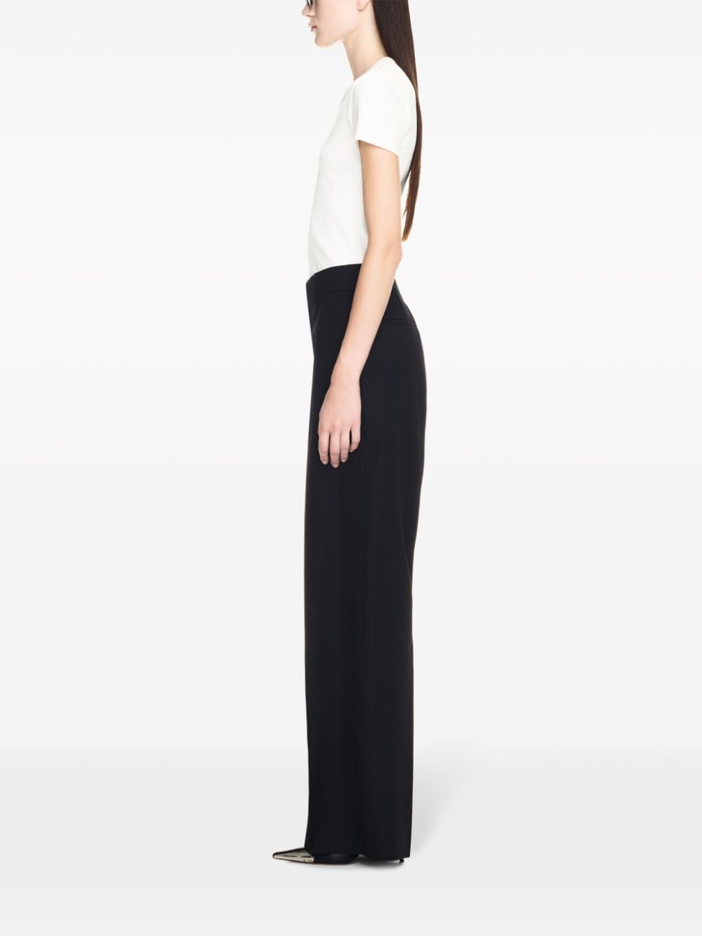 Off White Wide-Leg Piped Cotton Track Pants Black