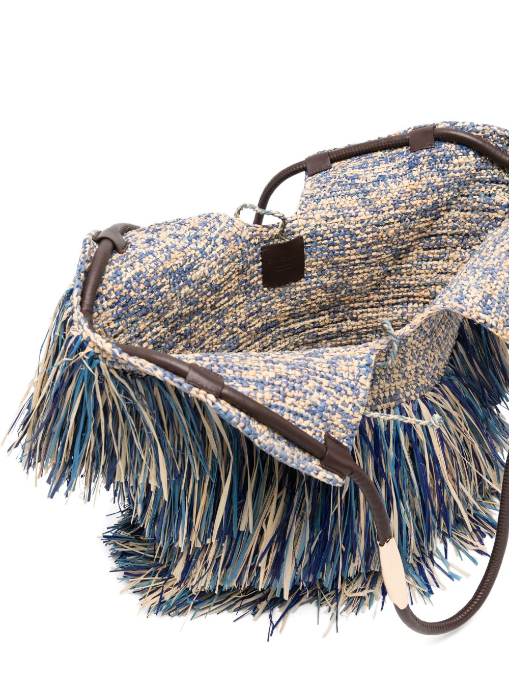 Zimmermann Woven Fringe Tote NAVY