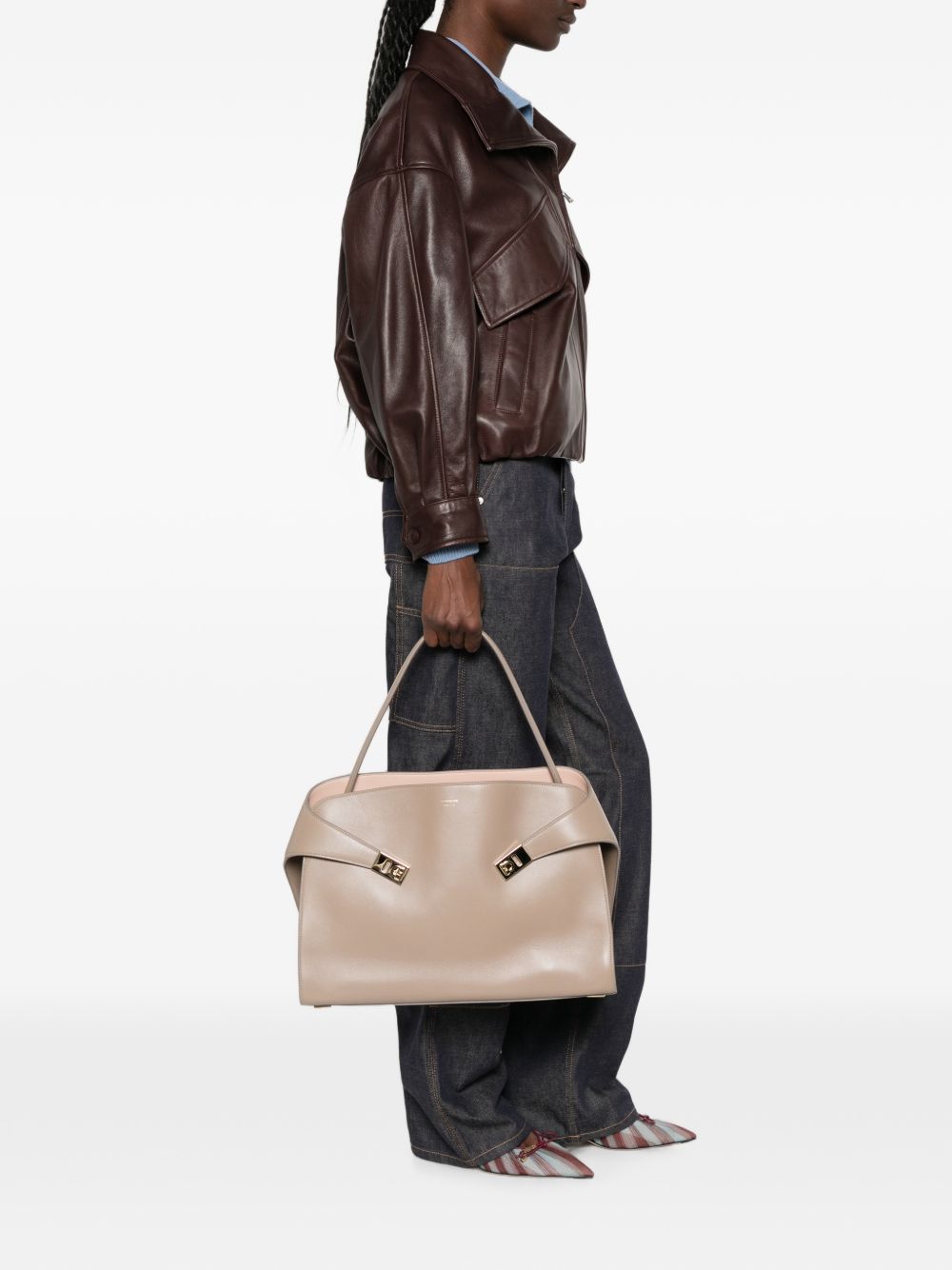 Ferragamo Gancini Shoulder Bag Gray