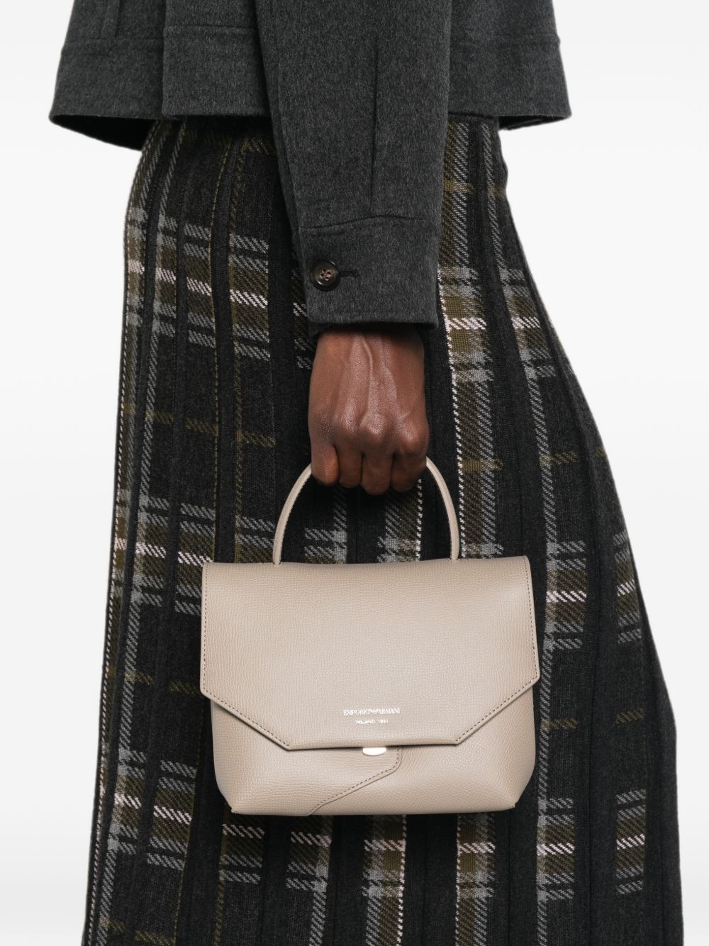 Emporio Armani Leather Top Handle Bag Gray