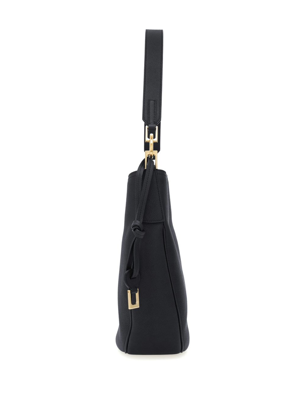 Ferragamo Medium Leather Hobo Bag BLACK