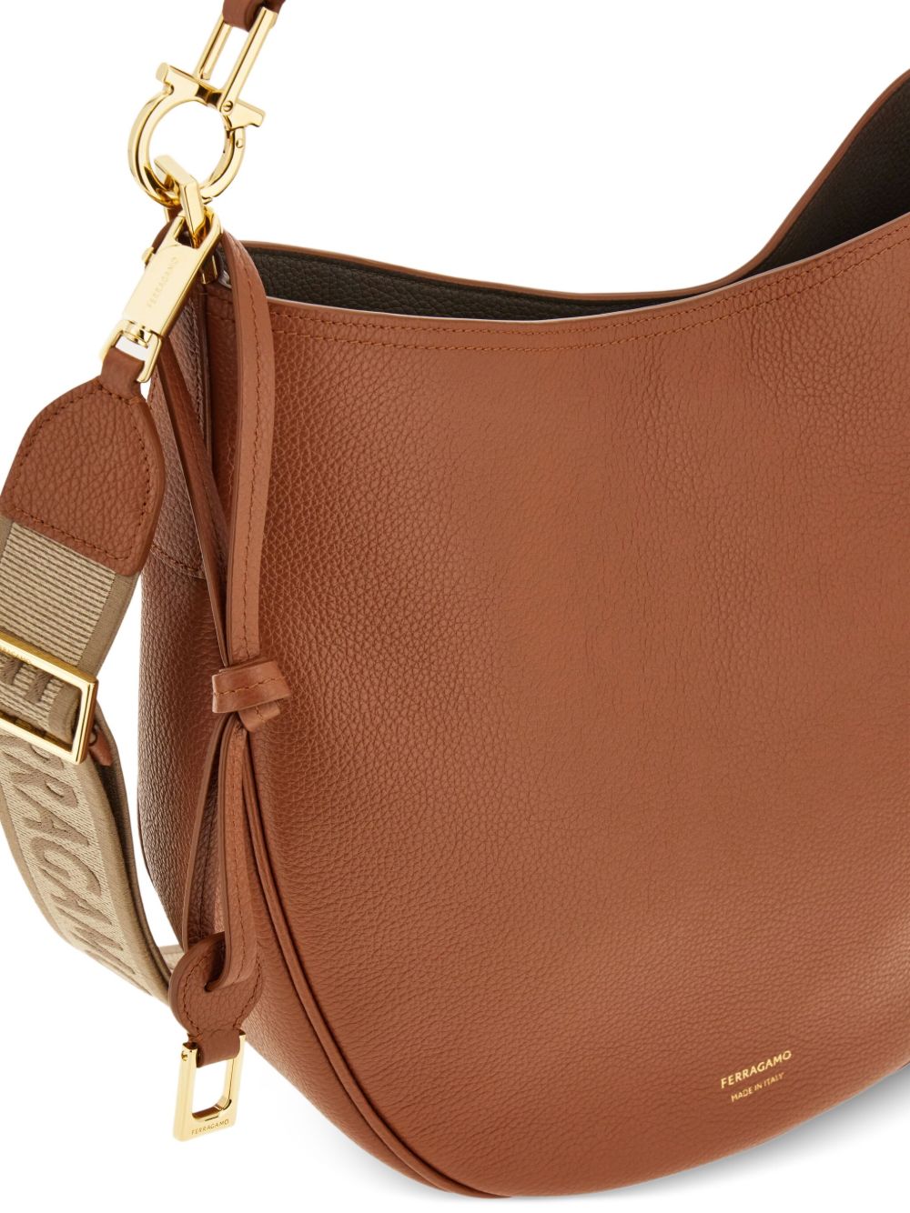 Ferragamo Medium Leather Hobo Bag Brown