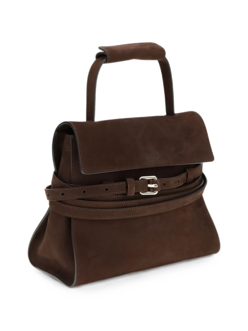 Moschino Tie Me Leather Handbag BROWN