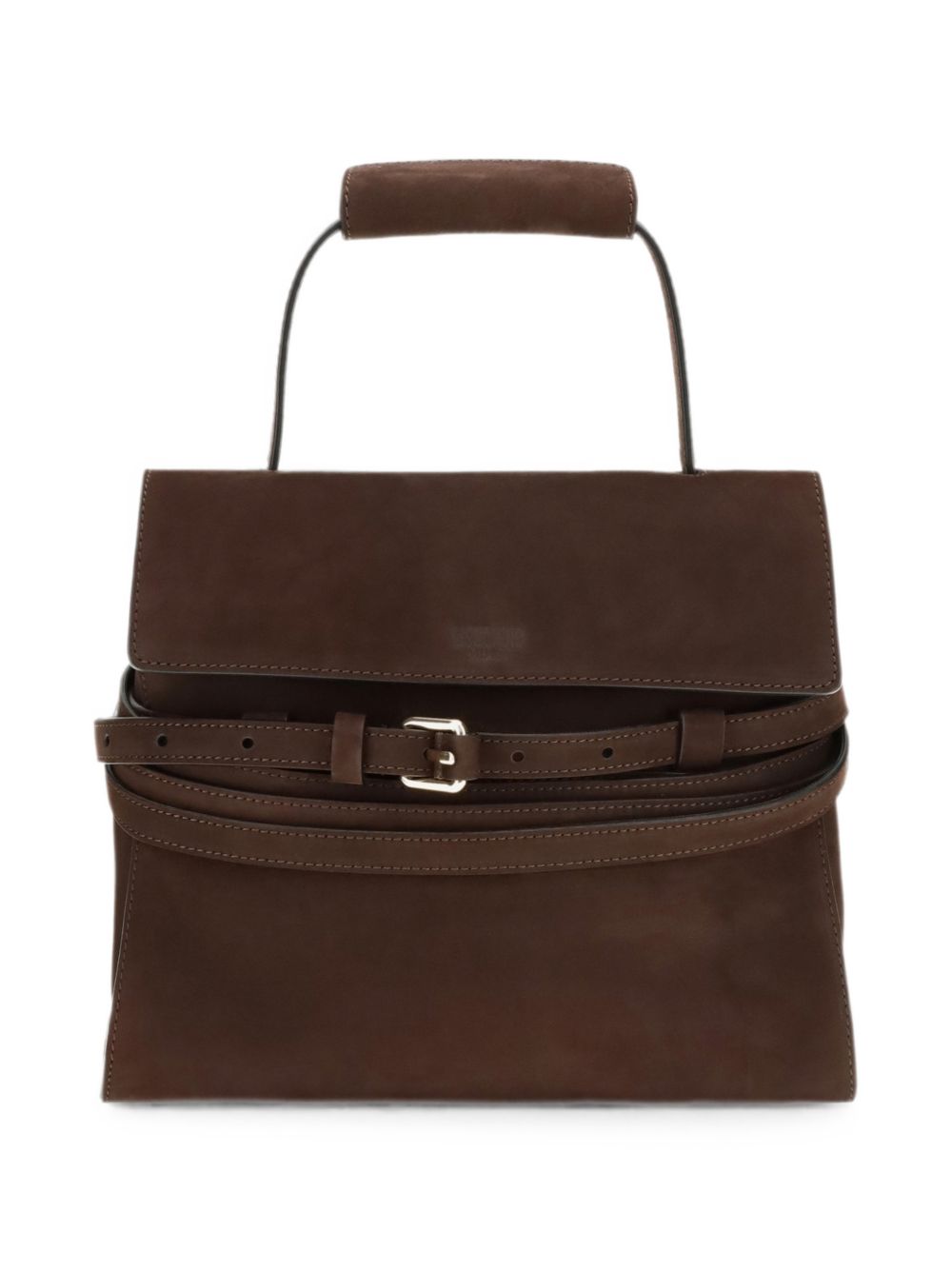 Moschino Tie Me Leather Handbag BROWN