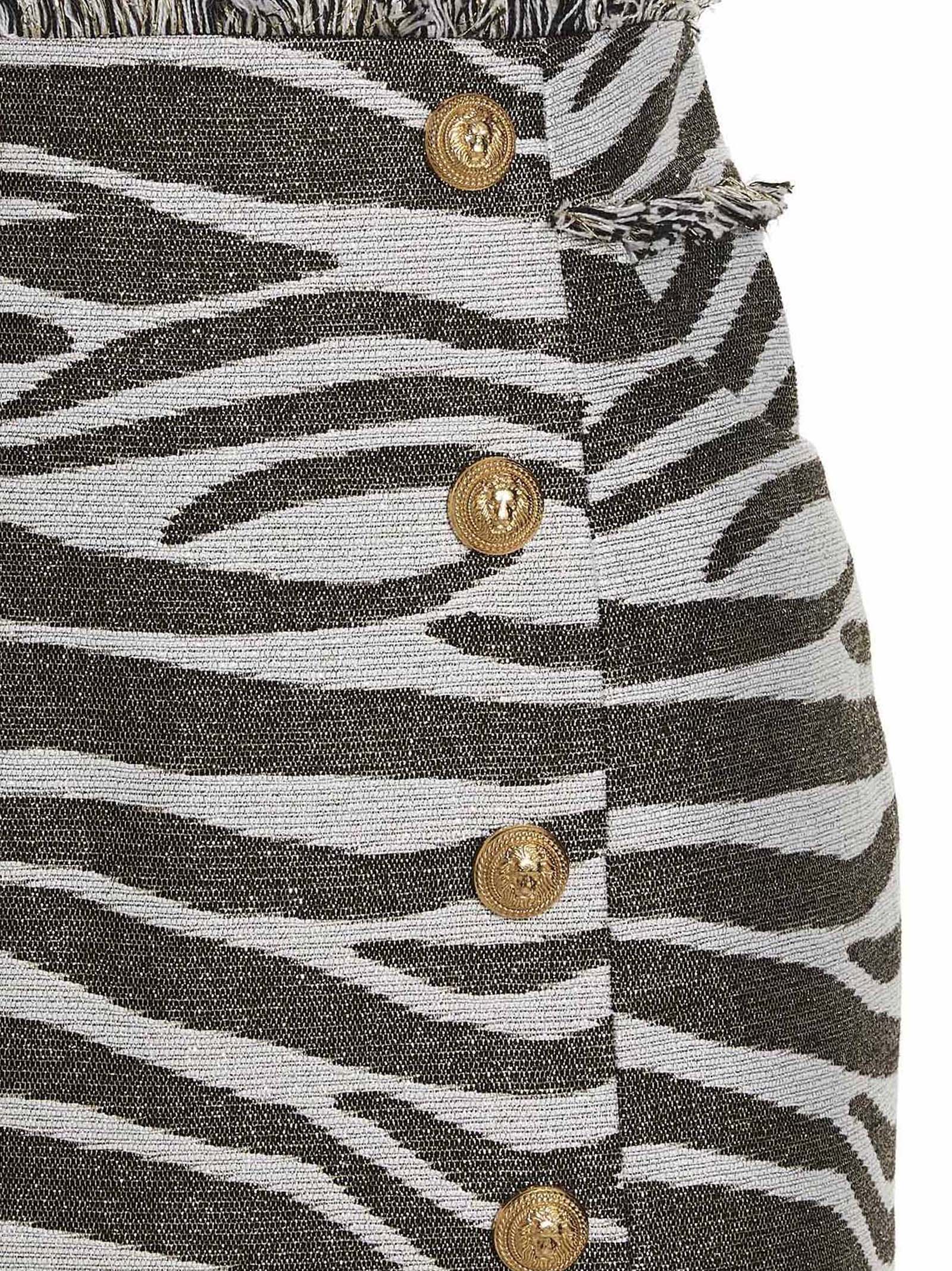 Balmain Lurex Zebra Skirt Multicolor
